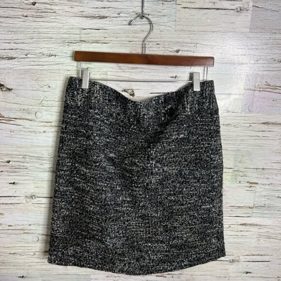 Ann Taylor Black Pencil Mini Skirt tweed gray size 12 - Picture 1 of 6